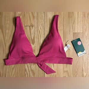 Halara Women's Pink Ribbed Bikini Top